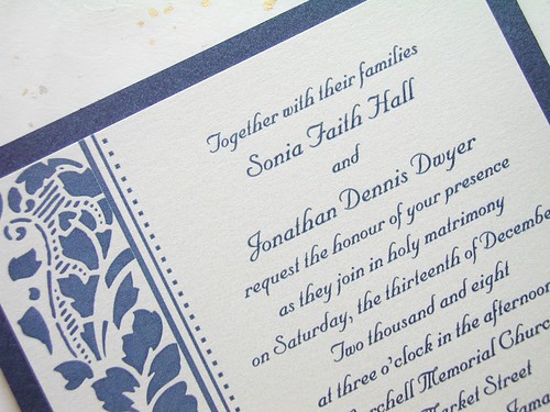 Blue and Classic Letterpress Wedding Invitations1