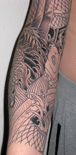 Dragon and Koi Sleeve Shading 001 14022010 sleeve tattoo