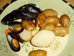 Belgian Mussels with Fingerling potatoes