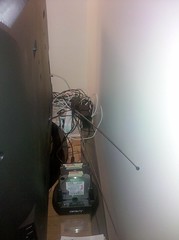 The wire mess behind my TV