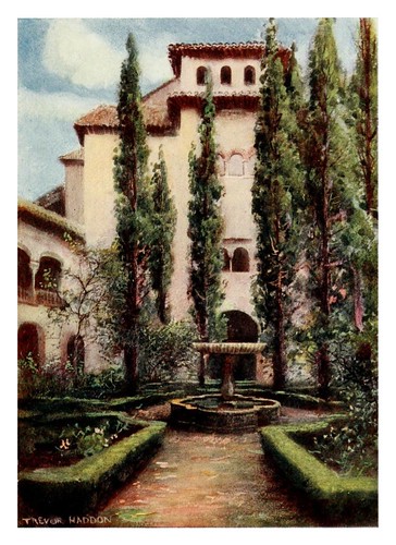 037-Granada-El -Generalife patio de los cipreses2-Southern Spain 1908- Trevor Haddon
