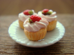 1/12th Scale Miniature - Romantic Strawberry Cupcake