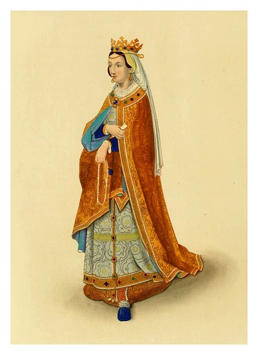 021-La reyna Filipa de Portugal alrededor de 1525-Dresses and decorations of the Middle Ages 1843- Henry Shaw