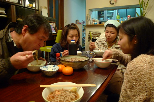 Eating soba with Maiko's family