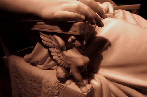 Hand on neoclassical chair detail, Sphinx, fur, marble sculpture, De Young Museum, San Francisco, California, USA by Wonderlane