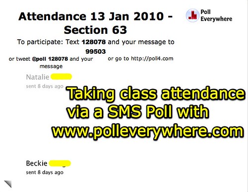 Taking class attendance via a SMS poll