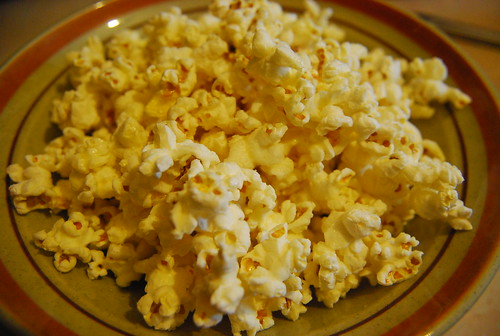 Popcorn with nutritional yeast