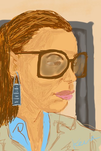 Woman on subway (iPhone drawing)