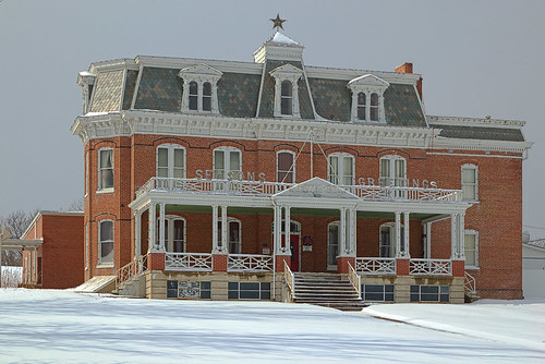 Busch mansion, in Washington, Missouri, USA - exterior in snow