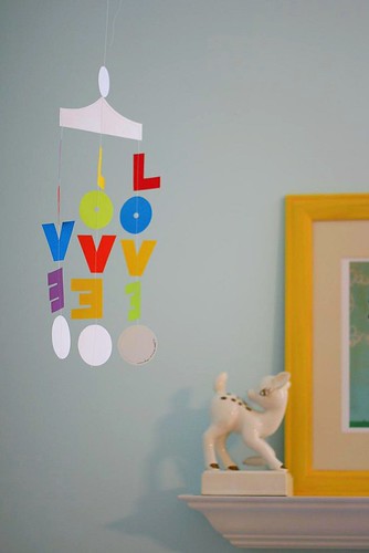Love mobile in the nursery