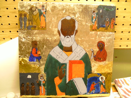Icon of St. Nicholas, painted outline and detials