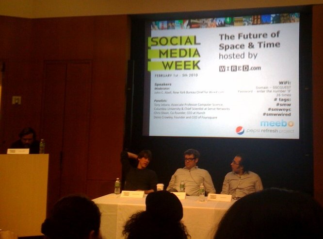 Panelists discuss location-based tech tools and services at Wednesdays Future of Space and Time event. 