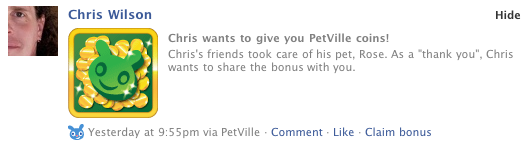 Facebook - PetVille Activity