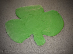 st patricks day pizza dough green shamrock rolled out