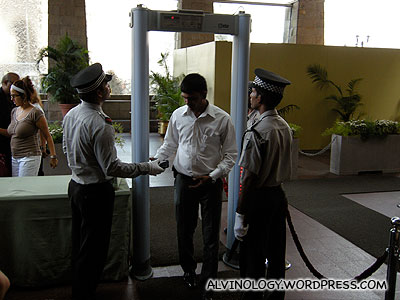 Security check to enter the Taj Hotel