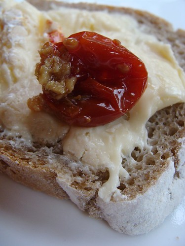 Photograph by Kirsty Hall of bread, cheese and sun-dried tomato