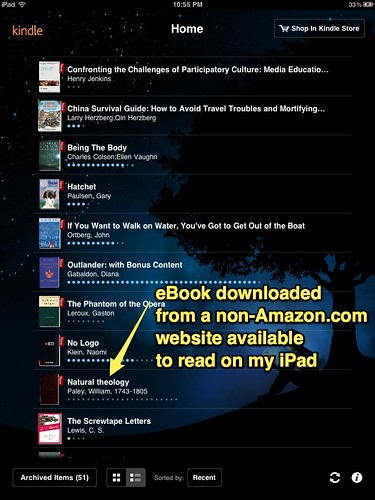 Downloaded book available to read on Kindle for iPad