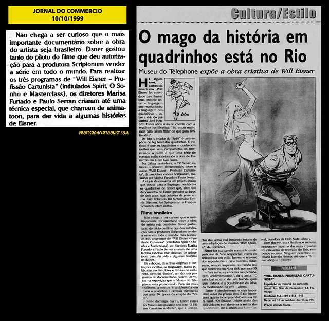 "O mago da história em quadrinhos está no Rio" - Jornal do Commercio - 10/10/1999