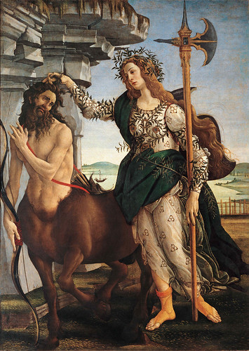 Sandro Botticelli: Pallas Athena (Minerva) taming the Centaur