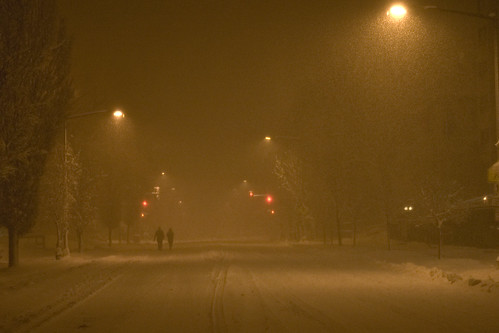 midnight, blizzard conditions