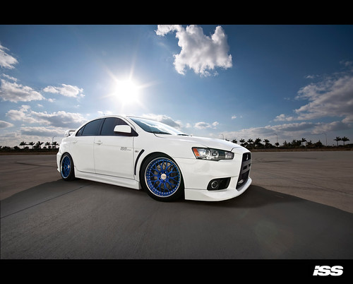 ISS Forged Evo X Shop Track Car 18x10 Spyders in Lollipop Blue with 