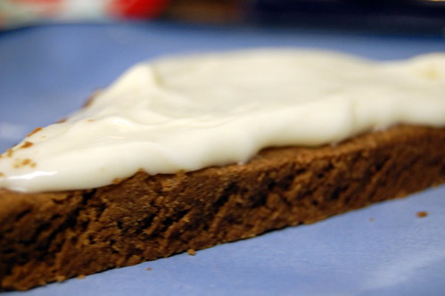 chocolate shortbread with cream cheese icing