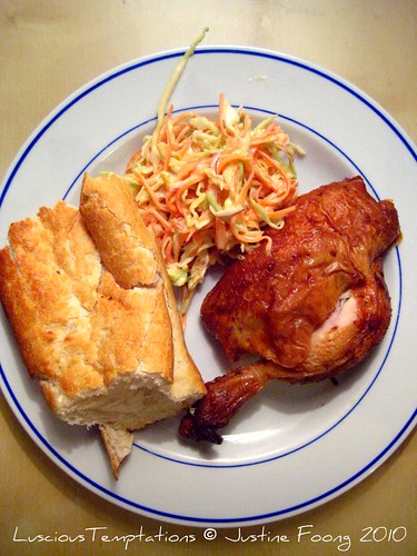 Cold Roast Chicken, Coleslaw and Warm Bread - Weekday Dinner