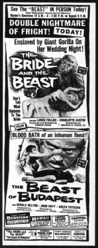 THE BRIDE AND THE BEAST (1958) print ad