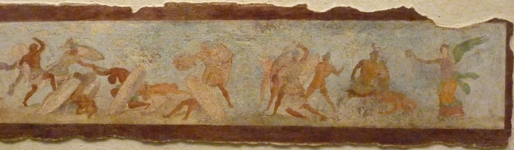 Batalla de riu Numic i apoteosi d'Eneas, fresc del columbari de l'Esquilí, Museo Nazionale Romano (Palazzo Massimo alle Terme), Roma