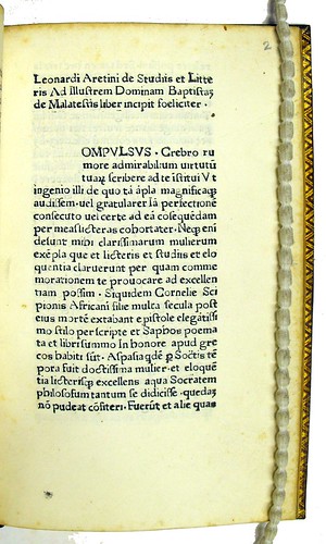Incipit title in Brunus Aretinus, Leonardus: De studiis et litteris