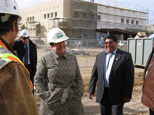 Deputy Secretary Kathleen Merrigan and Governor Chandler Sanchez (right) touring the new community center 
