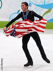 Evan Lysacek after receiving his Olympic gold medal. (Photo by Liz Chastney)