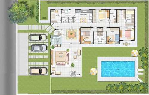 modelo de casa com piscina