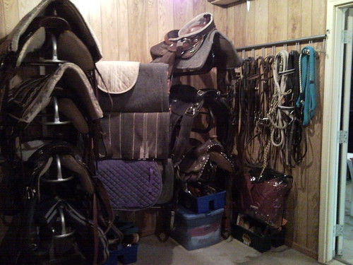 new saddle racks in tack room