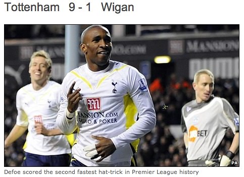 BBC Sport - Football - Tottenham 9-1 Wigan