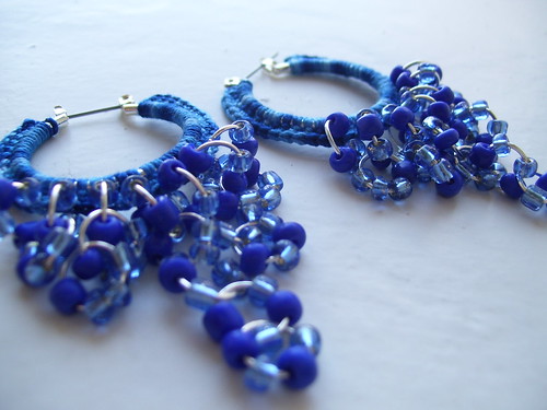 Crocheted blue hoops