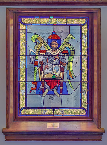 Pere Marquette Gallery of the Saint Louis University Museum of Art, in Saint Louis, Missouri, USA - stained glass window "Manuscript"
