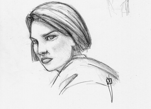 Woman sketch made with mechanical pencil