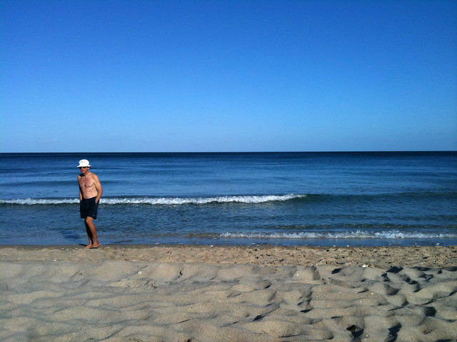 dad on the beach