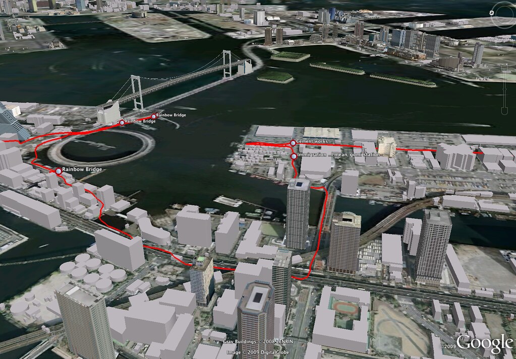 Our Tokyo hald-marathon training run in Google Earth