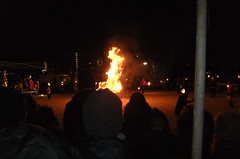 Solstice fire with dancers