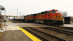 BNSF Railway intermodal switching movemment. Berwyn Illinois. Febuary 2010.
