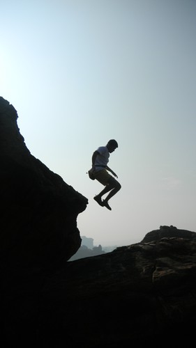 Badami Rock Climbing Jump