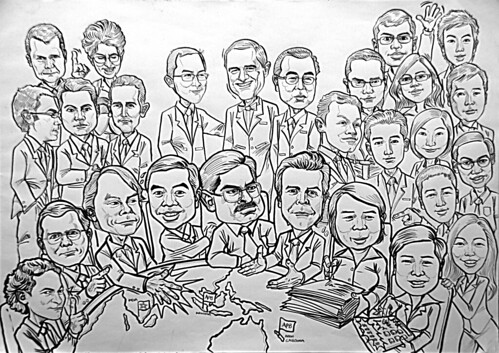Group caricatures for Morgan Stanley A2 - inking