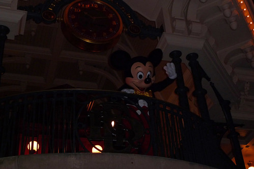 Mickey says goodnight at the train station as everyone leaves