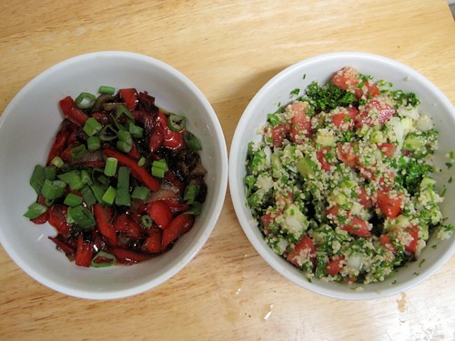Peperonata in saor and tabouleh salad