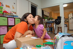Aki giving mama a kiss
