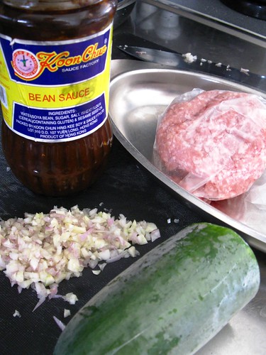 Ingredients for cha jiang noodles