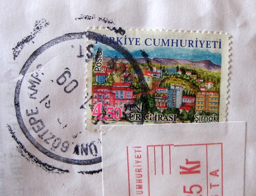 Turkish stamp with postmark