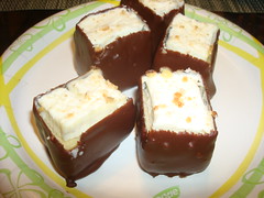 Robby's Creamsicle squares dipped in Chocolate